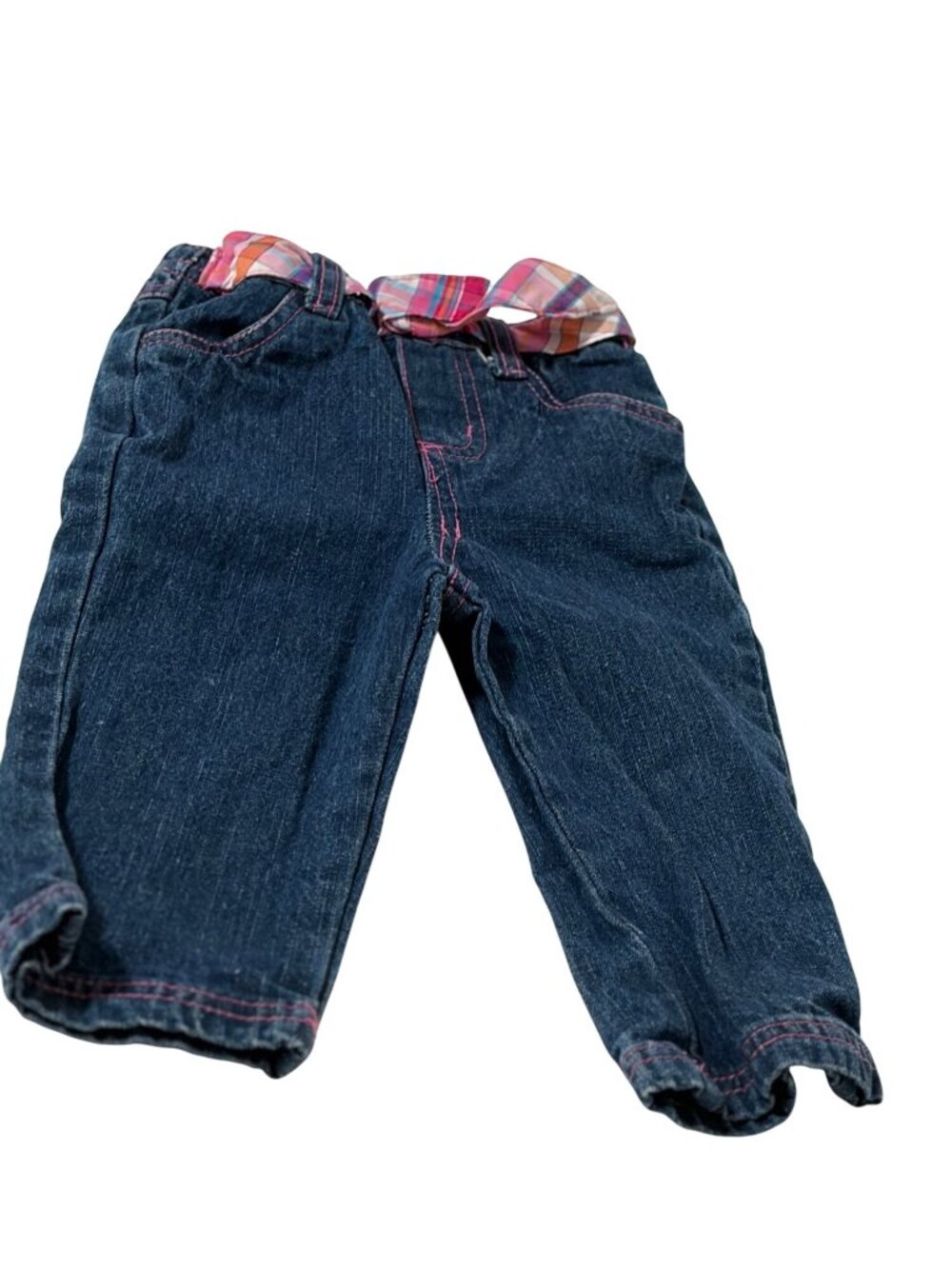 Childrens Apparel Girls Infant Baby Size 18 months pull on Blue Denim Jeans Pink